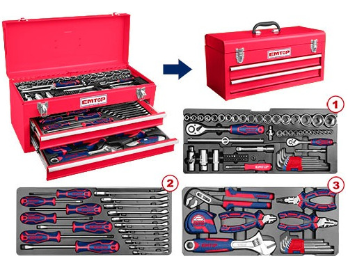 Caja Herramientas 105 Pcs Ratchet Destornillador Llave Emtop