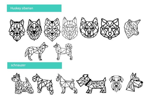 Pack Vectores Figuras Geométricas Raza De Perro Corte Láser