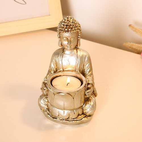 Portavelas De Buda Meditando Portavelas De Resina Estatuilla