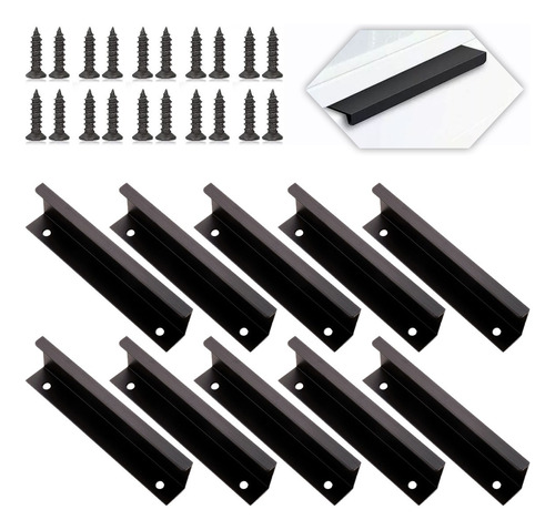 10 Pcs Cajón Oculto Tiradores Mailla Negro 25cm Con Tornillo