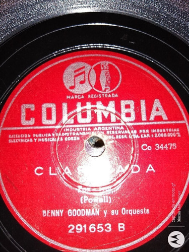 Pasta Benny Goodman Orquesta Columbia C108