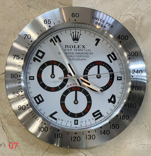 Reloj De Pared De Lujo Plateado 30cm De Diametro