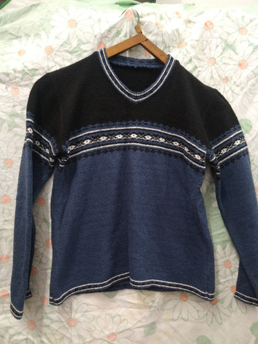 Sweters Corto Azul Y Negro Retro Vintage 