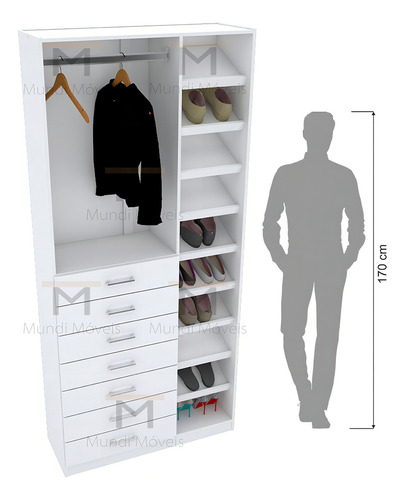 Módulo Closet M180.2021.b (sapateira E Gaveteiro) Cor Branco
