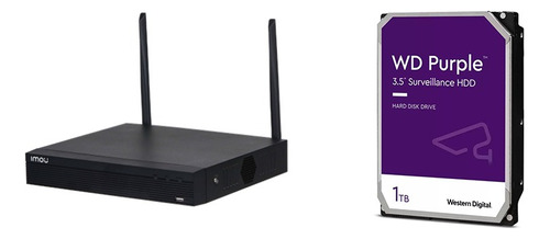 Kit Nvr Imou Wifi 4ch + Disco Rigido 1tb Wd Purple