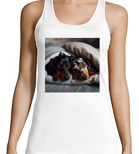 Musculosa Mujer Perro Salchicha Siesta Puff Almohadon