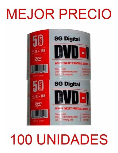 Dvd Virgen Printeable Sg Digital Dvd-r 16x 4.7 Gb