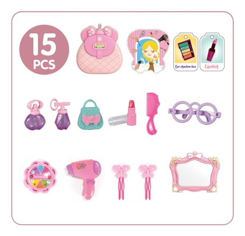 Set De Cosmético Juguete 2 En 1 Con Espejo, Luz Y Accesorios