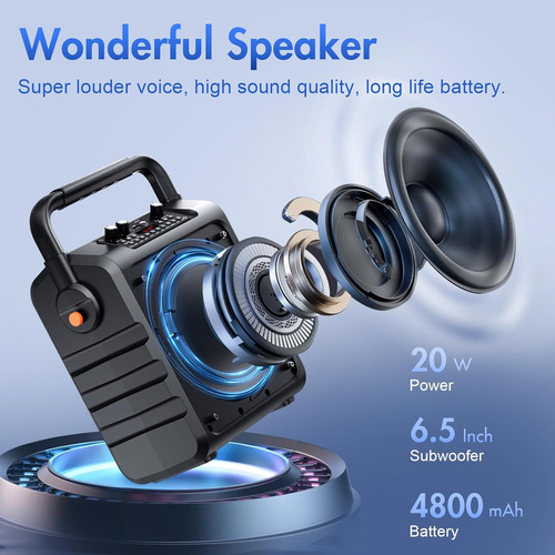 Máquina De Karaoke Con 2 Micrófonos Inalámbricos, Sistema De