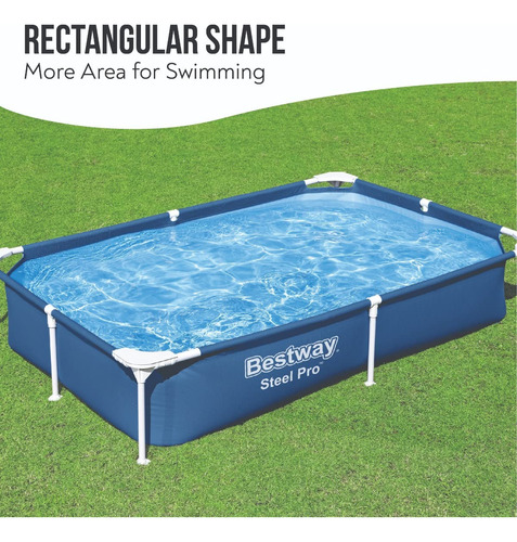 Piscina Rectangular Desmontable Para Niños Acero Azul