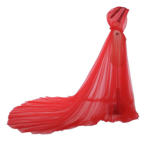 Disfraz De Halloween Capucha Tul Capa Universal Rojo