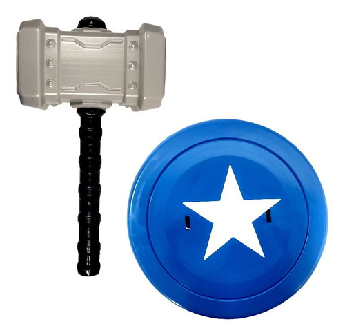 Brinquedo Infantil Martelo Thor E Escudo Capitão América