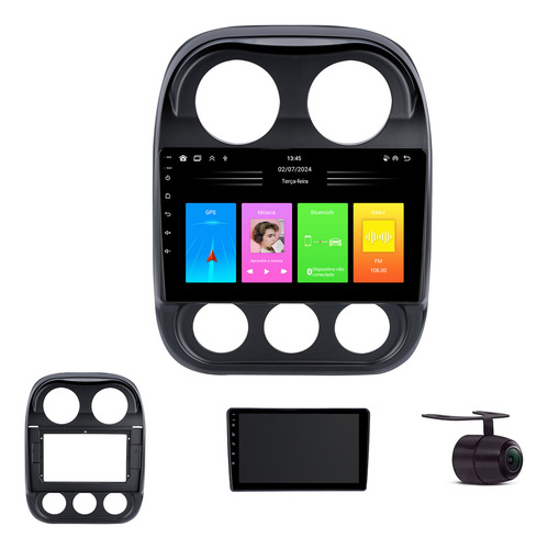 Central Multimidia Android Jeep Compass 2013 Bt Carplay 9pol