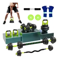 Comprar Set Gym Mancuernas Ajustables Pesas Barras Kettlebell 20kg