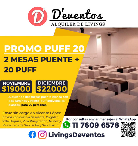 Alquiler De Livings Zona Norte Puff Minipuff Horno Sillas