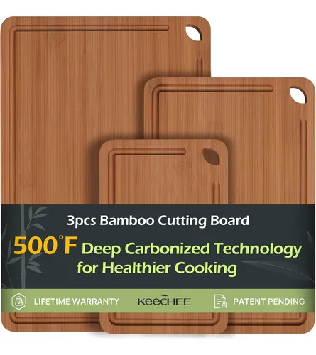 comprar Tablero De Cortar De Bambú Con Surcos Profundos Y Asas Integ