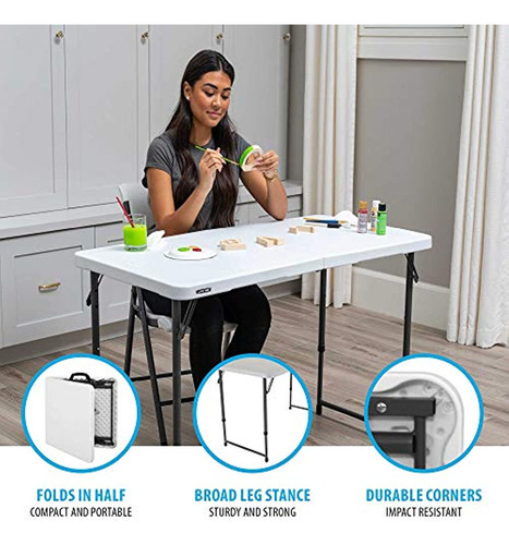 Imagen 3 de 5 de Mesa Plegable Para Acampar Y Ajustable 4 Pies, Blanco