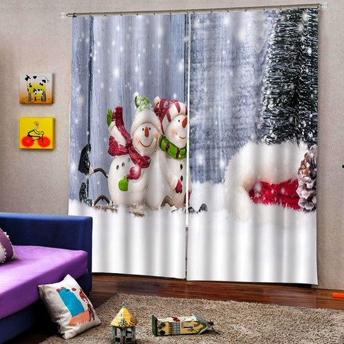 Cortinas Opacas De Impresas Digital Tema Navidad Para Sala
