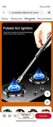 Encendedor Eléctrico 360° Recargable Usb Cocina Viaje Flex