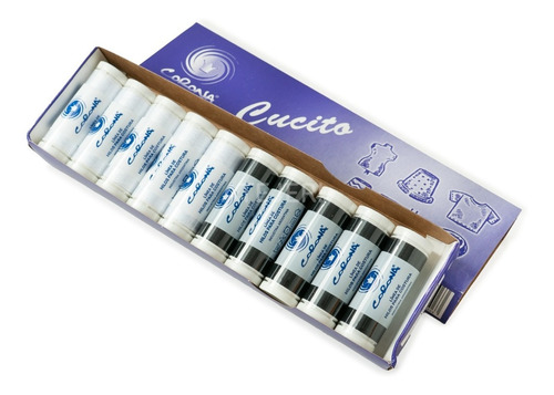 Imagen 5 de 8 de Hilo De Poliester Marca Corona X 10 Bobinas Blanco Y Negro