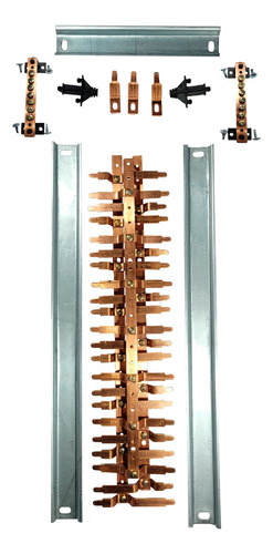 Kit Barramento Completo Trifásico 100a P/44 Circuitos Din Cor Cobre