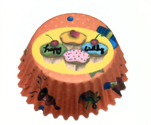 Forminhas Papel Mini Cupcake Laranja Happy Birthday 100 Unid