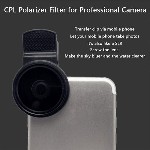 Lente Cámara Teléfono Cpl 37 Mm Universal Con Clip Estuche