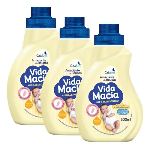 Amaciante Vida Macia Camomila Pele Sensível 500 ml (kit com 3)