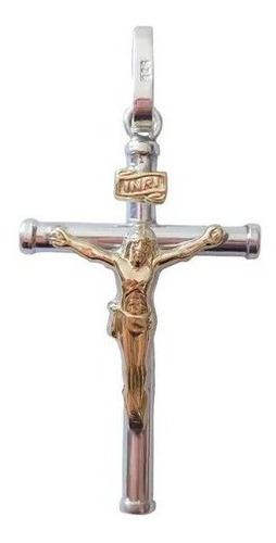 Colgante Dije Crucifijo O Cristo De Plata Con Baño De Oro.