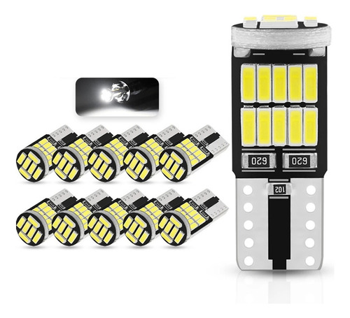 Kit Pack 10 Luces Ampolletas Led T10 W5w Canbus Blanca 6000k