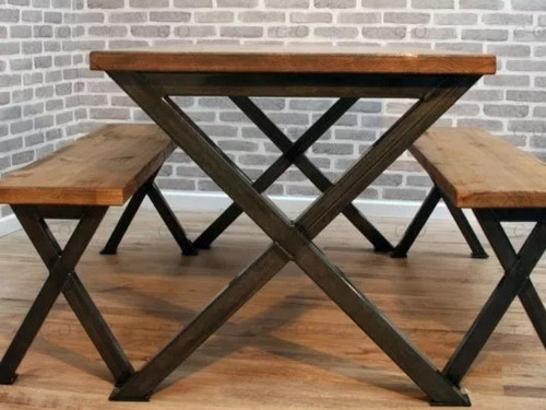 Imagen 2 de 2 de Mesa Comedor Hierro Y Madera Oferta