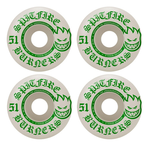 Ruedas De Skate Spitfire Burners 51mm 99a Blanco/verde