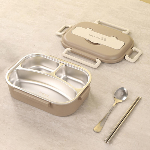 Recipiente De Almoço Bento Box Com Compartimentos Cáqui