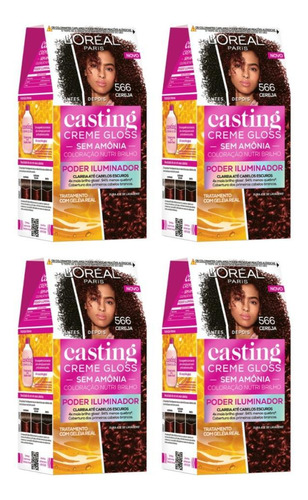 Coloraçao Casting Gloss 566 Cereja - Kit Com 4un