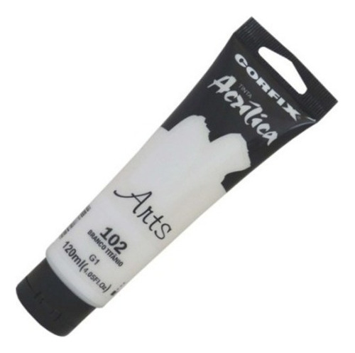 Tinta Acrílica Corfix Arts 120ml Tela Cor 102 Branco Titânio