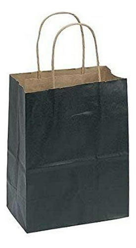 Bolsa De Compras De Papel Mediana En Negro, 8 X 4 X 10 Pulga