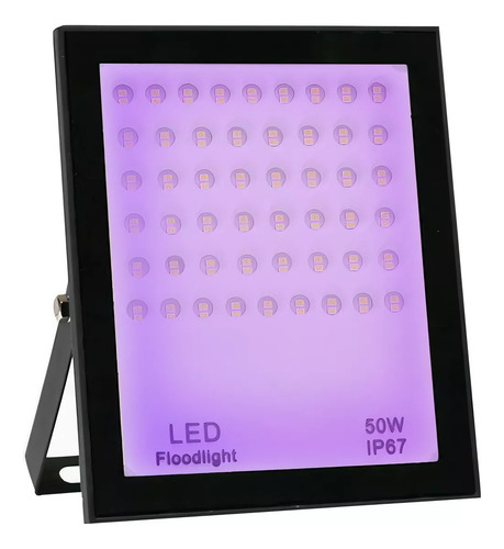 Kit 10 Refletor Uv 50w Led Ultra Violeta Luz Negra Balada Dj Carcaça Preto 110v/220v