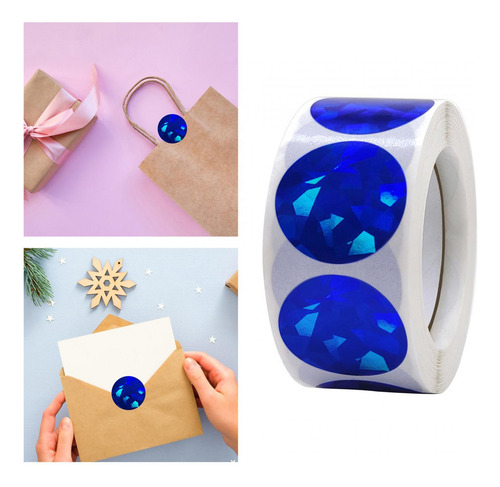 500 Piezas/rollo De Pegatinas De Sellado Brillantes De Azul