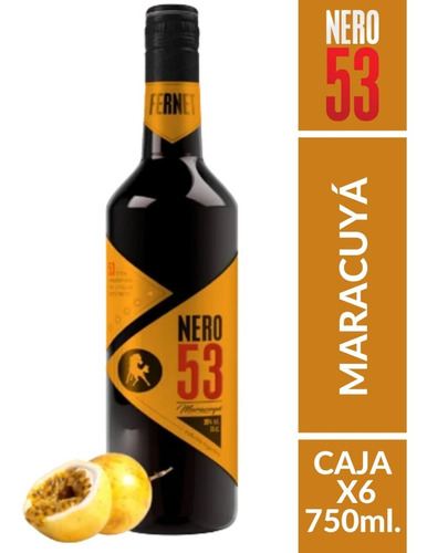 Fernet Premium Nero 53 Maracuyá Caja X 6 X 750ml.