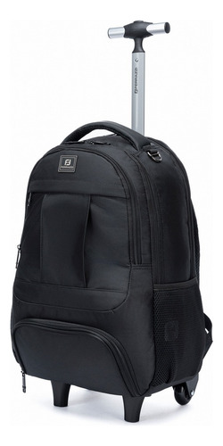 Mochila Executiva De Rodinhas Resistente Trabalho Notebook Cor Preto Desenho Do Tecido Liso