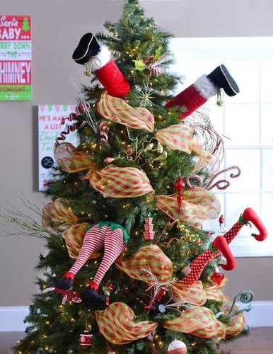 Piernas De Santa Para Decorar Árbol Navideño