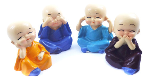 Conjunto Monges Budas Cego Surdo Mudo Sábios 3 X 5 Cm Cor Variados
