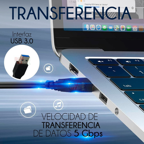 Cable Extension Usb 3.0 Macho Hembra 1 Metro Super Speed 5gb Color Negro