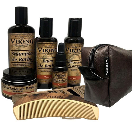 Kit De Barba Completo Com Necessaire Premium Terra - Viking