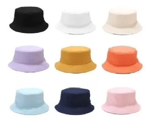 Gorro Bucket Pescador Sombrero Playero Colores Lisos Unisex