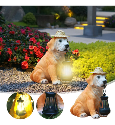 Lámpara De Jardín En Forma De F, Adorables Figuras De Perro