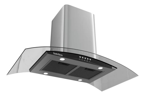 Campana De Isla Kutchen Kci90890 90 Cm Cristal Curvon Inox. Gris