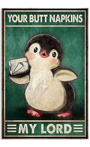 Pingüino, Letrero De Hojalata Metálica, Papel Penguin And Hi