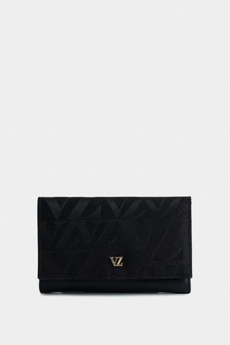 Billetera Real De Cuero Para Mujer Monogram Negro Vélez