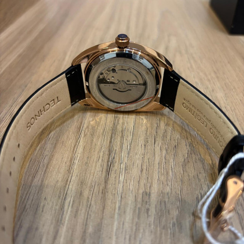 Relógio Technos Masculino Automatico Rosé - 8205ot/0p Correia Preto Bisel Preto